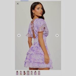 Fashion Nova Sierra Chiffon Ruffle Lavender Lilac Tie-Back Mini Dress